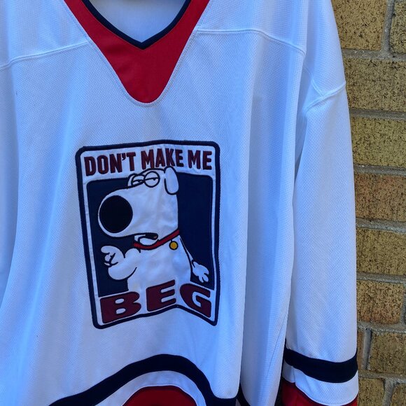 RARE 2007 Family Guy Embroidered Hockey Jersey L XL "Dont Make Me Beg" Brian - Picture 2 of 6
